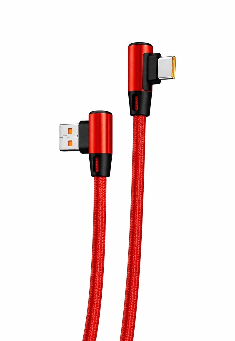 ستارت ST-A012 كابل شحن ونقل بيانات تايب سي USB-A الى Type-C سريع 18 واط نايلون مضفر زاوية قائمة للألعاب طول 1 متر - Image 1